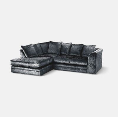 Crystal Crushed Velvet 4 Seater Corner Sofa- Left Side