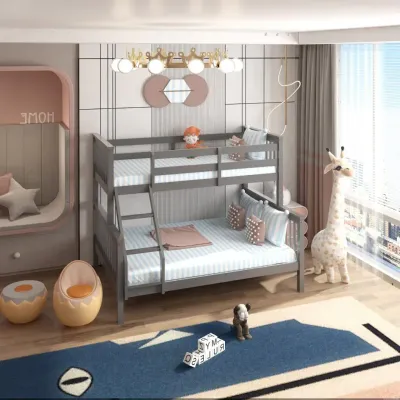 Triple Wooden Bunk Bed Children Bedroom Furniture