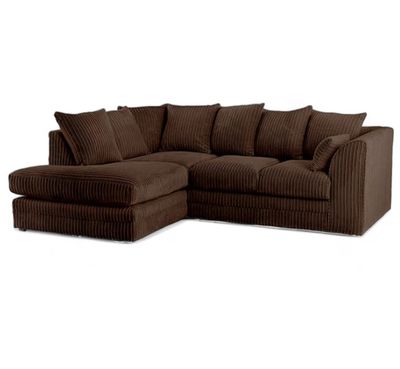 Manny L Shape Jumbo Cord 4 Seater Corner Sofa - Left Side