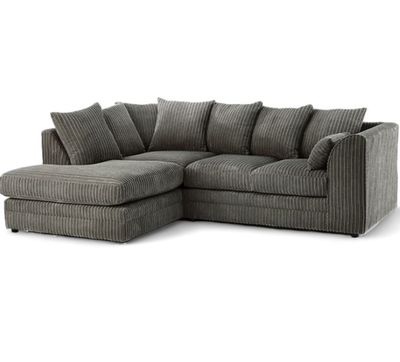 Manny L Shape Jumbo Cord 4 Seater Corner Sofa - Left Side