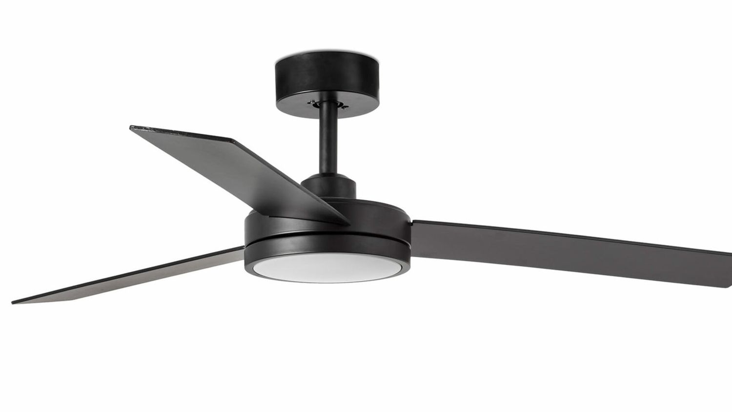 Barth 132cm Black-Black Ceiling Fan with Light &amp; Remote Control by Faro