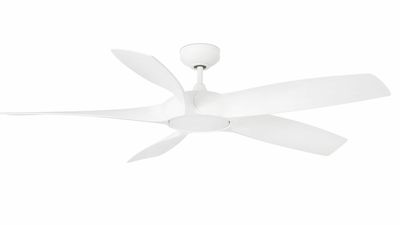 Cocos 137cm White-White Ceiling Fan with Light &amp; Remote Control by Faro