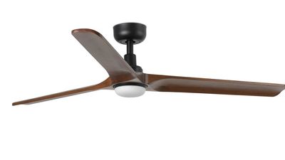 Heywood 132cm Black-Walnut Ceiling Fan with Light &amp; Remote Control by Faro