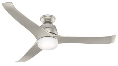 Harmony 137cm Nickel-Nickel Ceiling Fan with Light &amp; Remote Control by Hunter