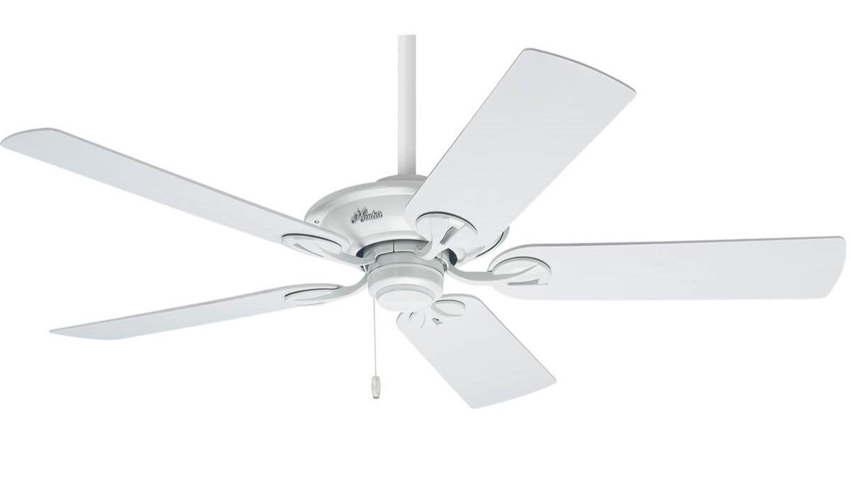 Maribel 132cm White-White Ceiling Fan with Pull Chain by Hunter