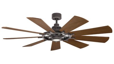 Gentry XL 216cm Zinc-Walnut Ceiling Fan with Light &amp; Remote Control Kichler