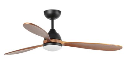 Poros 132cm Black-Walnut Ceiling Fan with Light &amp; Remote Control by Faro