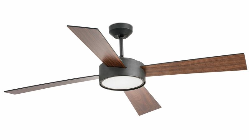 Hydra 135cm Black-Walnut Ceiling Fan with Light &amp; Remote Control by Faro