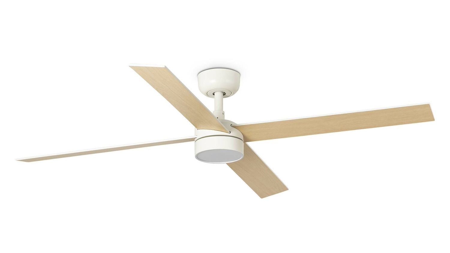 Rudder 4 132cm White-Ash Ceiling Fan with Light &amp; Remote Control by Faro