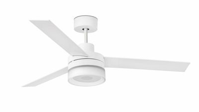 Ice 132cm White-White Ceiling Fan with Light &amp; Remote Control by Faro