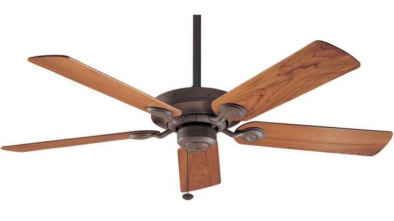 Outdoor Elements 132cm Weathered Brick-Teak Ceiling Fan with Pull Chain by Hunter