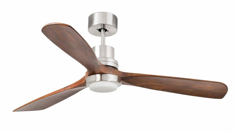 Lantau 132cm Nickel-Walnut Ceiling Fan with Light &amp; Remote Control by Faro