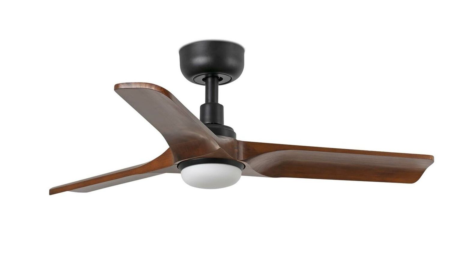 Heywood 90cm Black-Walnut Ceiling Fan with Light &amp; Remote Control by Faro