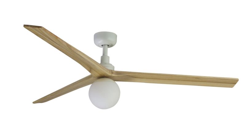 Klim 150cm White-Oak Ceiling Fan with Light &amp; Remote Control by Faro