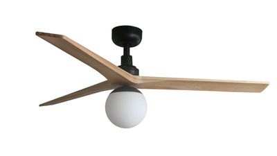 Klim 125cm Black-Oak Ceiling Fan with Light &amp; Remote Control by Faro