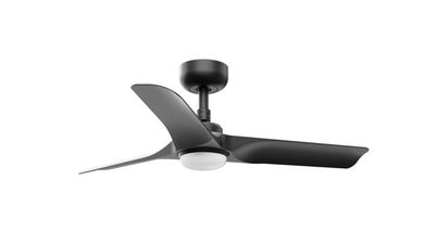Hey 90cm Black-Black Ceiling Fan with Light &amp; Remote Control by Faro