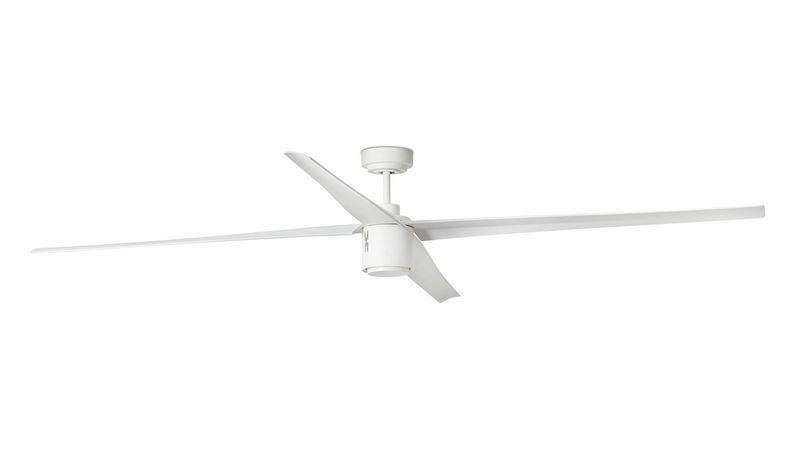 Attos 213cm White-White Ceiling Fan with Light &amp; Remote Control by Faro