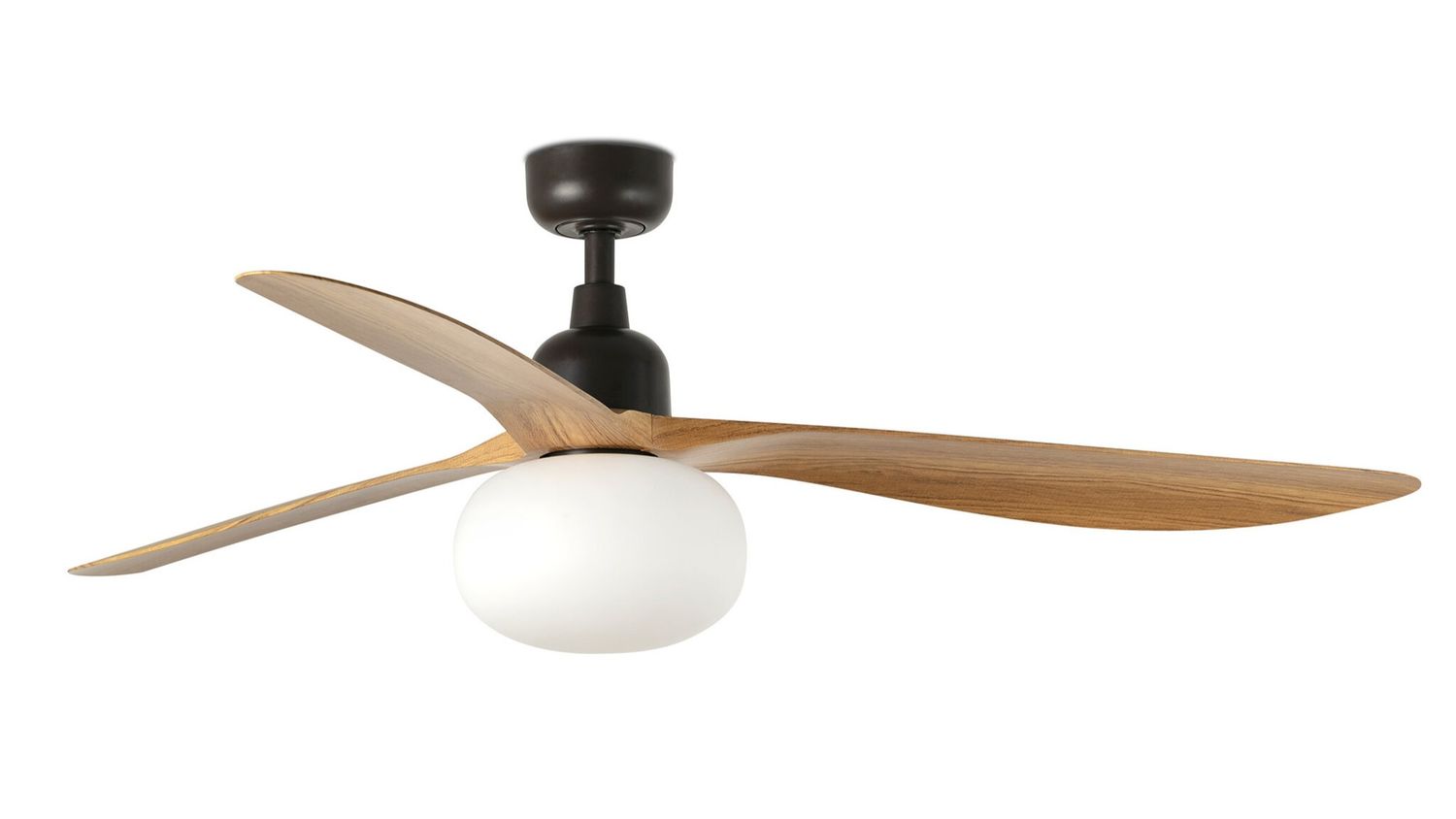 Outwood 150cm Brown-Oak Ceiling Fan with Light &amp; Remote Control by Faro