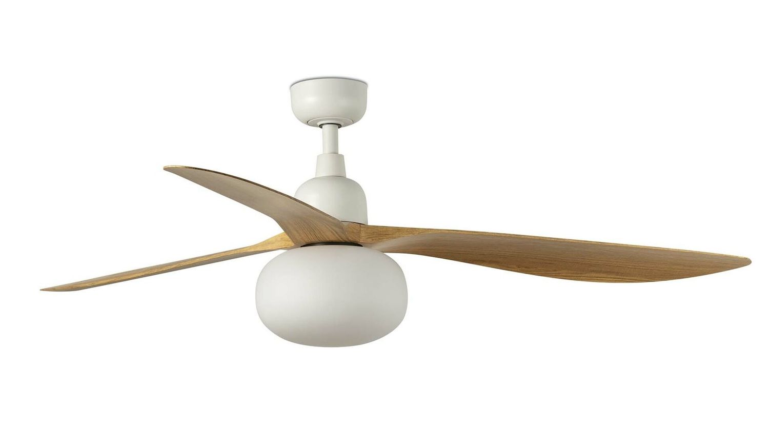 Outwood 150cm White-Oak Ceiling Fan with Light &amp; Remote Control by Faro