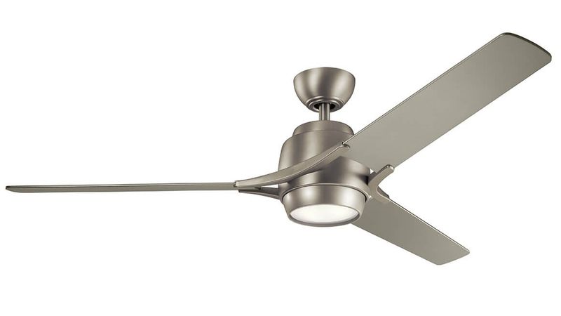 Zeus 152cm Nickel-Silver Ceiling Fan with Light &amp; Remote Control by Kichler