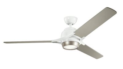Zeus 152cm White-Silver Ceiling Fan with Light &amp; Remote Control by Kichler