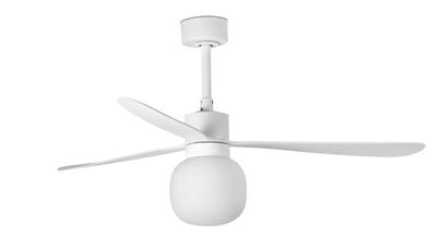 Amelia 132cm White-White Ceiling Fan with Light &amp; Remote Control by Faro