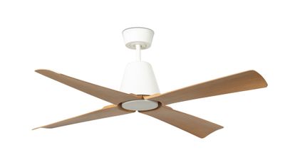 Typhoon 130cm White-Maple Ceiling Fan with Light &amp; Remote Control by Faro