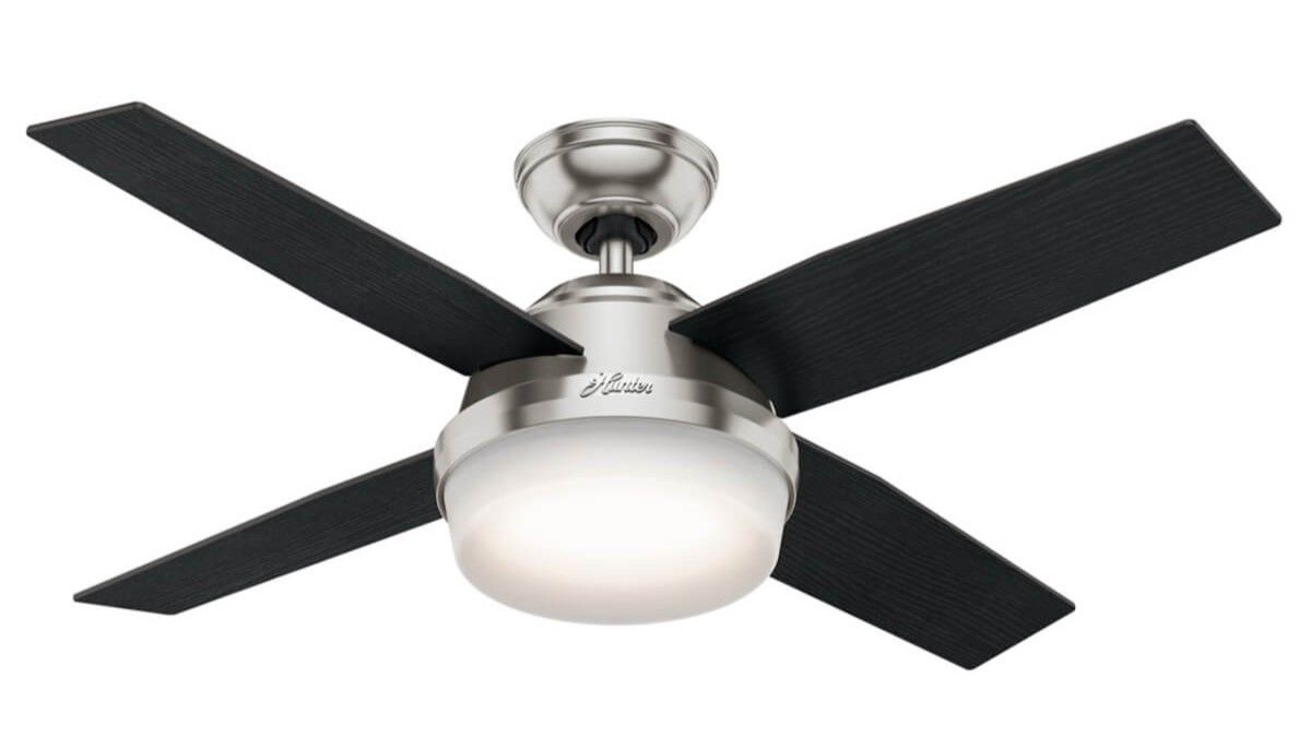 Dante 112cm Nickel-Oak Ceiling Fan with Light &amp; Remote Control by Hunter