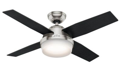 Dante 112cm Nickel-Oak Ceiling Fan with Light &amp; Remote Control by Hunter