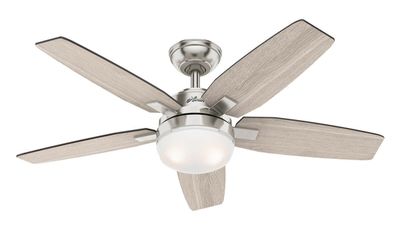 Arcot 117cm Nickel-Oak Ceiling Fan with Light &amp; Remote Control by Hunter
