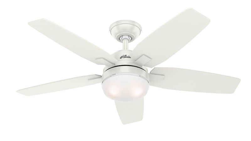 Arcot 117cm White-White Ceiling Fan with Light &amp; Remote Control by Hunter