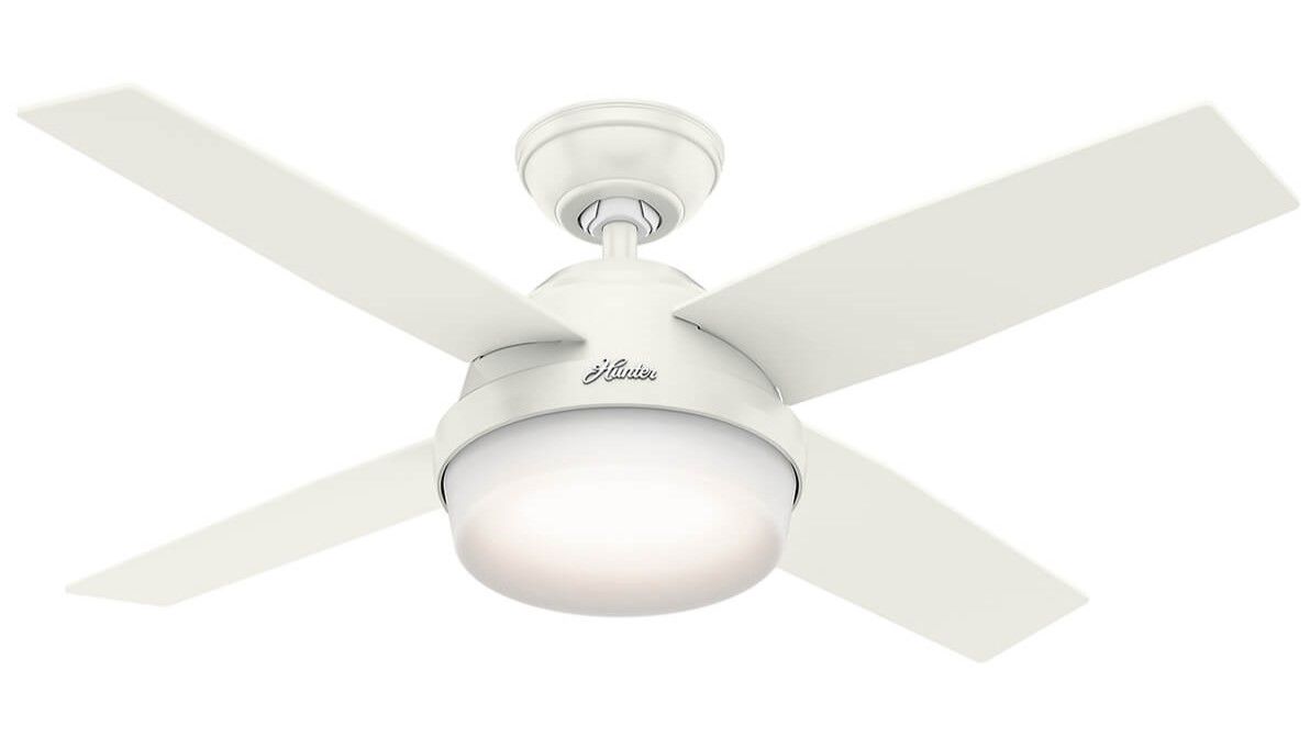 Dante 112cm White-White Ceiling Fan with Light &amp; Remote Control by Hunter