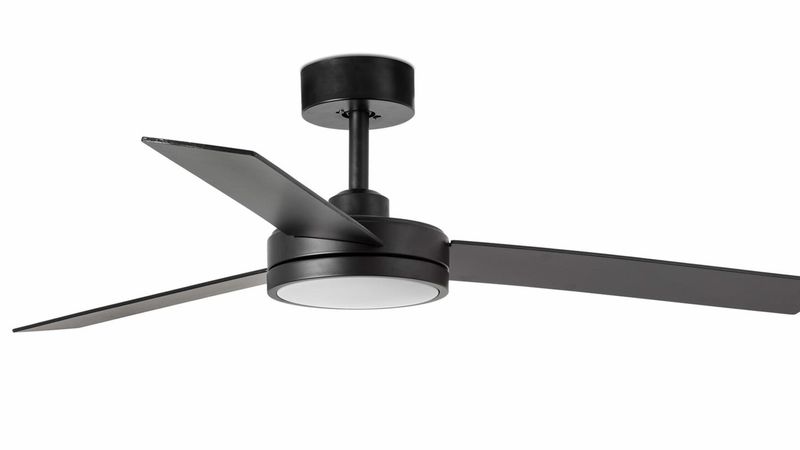 Barth 132cm Black-Black Ceiling Fan with Light &amp; Remote Control by Faro