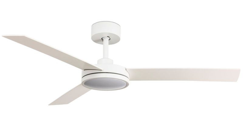 Barth 132cm White-White Ceiling Fan with Light &amp; Remote Control by Faro