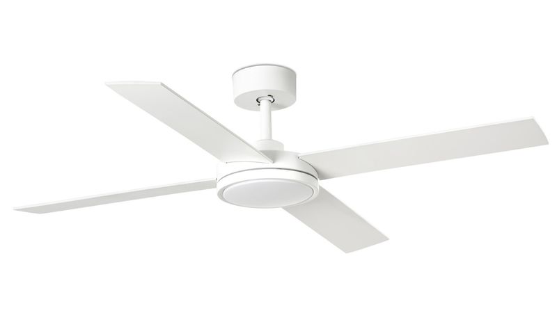 Saint 132cm White-White Ceiling Fan with Light &amp; Remote Control by Faro