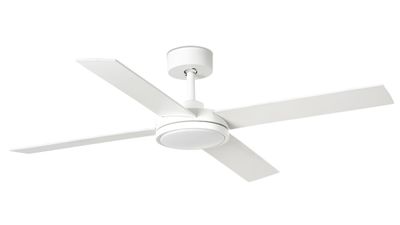 Saint 132cm White-White Ceiling Fan with Light &amp; Remote Control by Faro