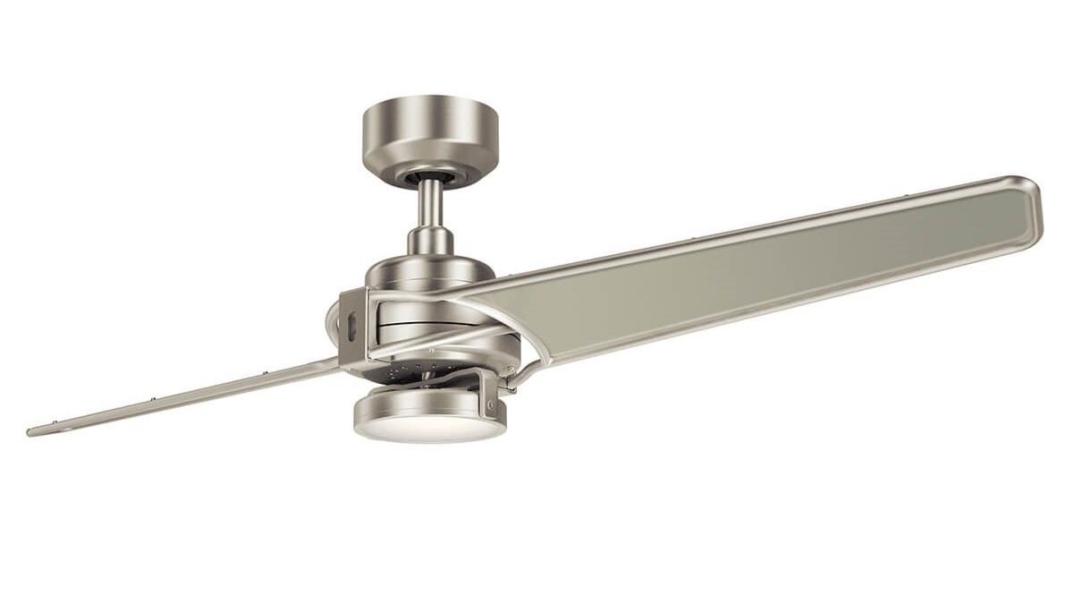 Xety 142cm Nickel-Champagne Ceiling Fan with Light &amp; Remote Control by Kichler