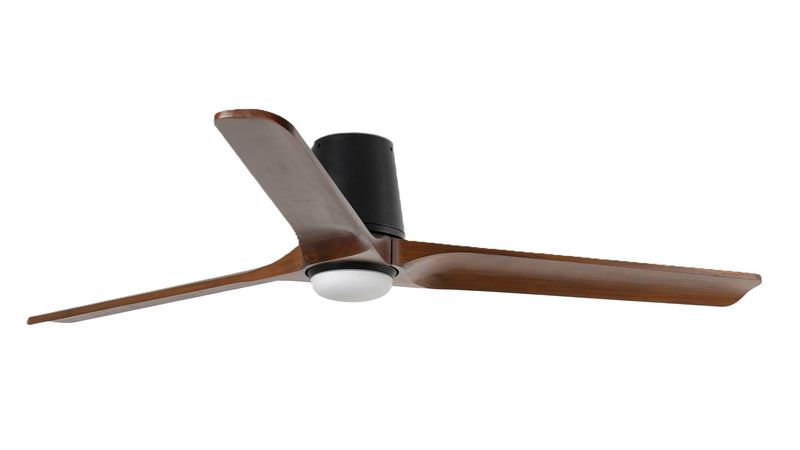 Heywood Tub 132cm Black-Walnut Ceiling Fan with Light &amp; Remote Control by Faro