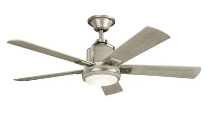 Colerne 132cm Nickel-Walnut Ceiling Fan with Light &amp; Remote Control by Kichler