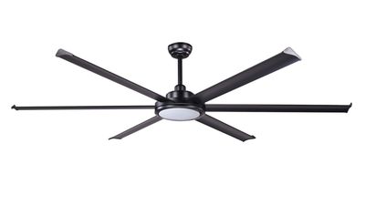 Rotterdam 25 250cm Black-Black Ceiling Fan with Light &amp; Remote Control by Faro