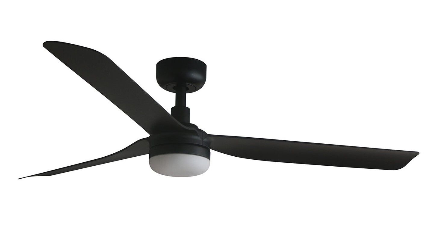 Punt 130cm Black-Black Ceiling Fan with Light &amp; Remote Control by Faro