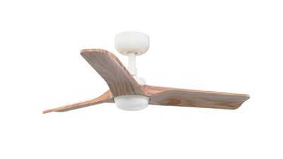 Heywood 90cm White-Pine Ceiling Fan with Light &amp; Remote Control by Faro