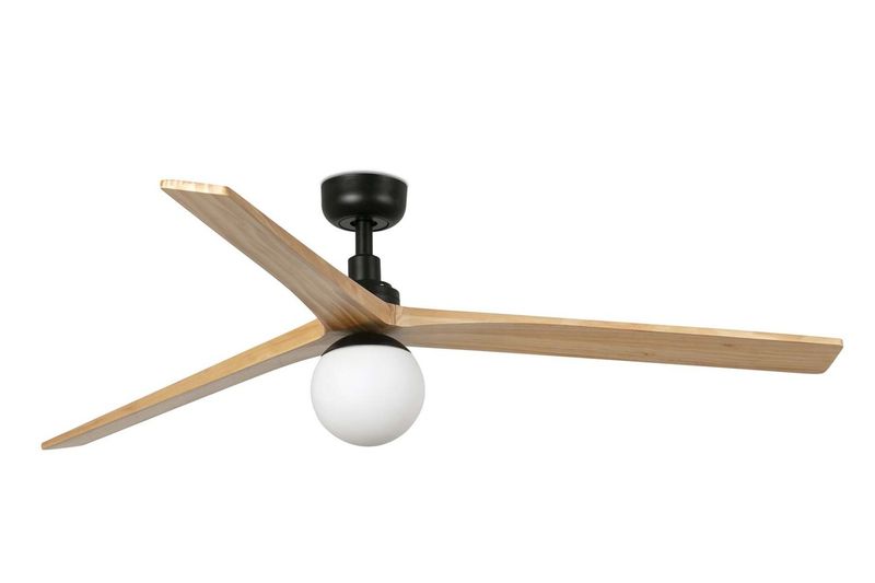 Klim 150cm Black-Pine Ceiling Fan with Light &amp; Remote Control by Faro