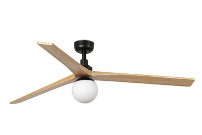 Klim 150cm Black-Pine Ceiling Fan with Light &amp; Remote Control by Faro