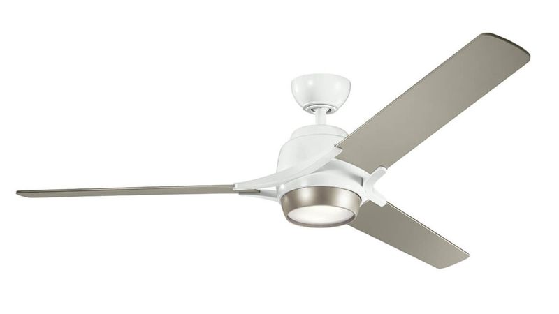 Zeus 152cm White-Silver Ceiling Fan with Light &amp; Remote Control by Kichler