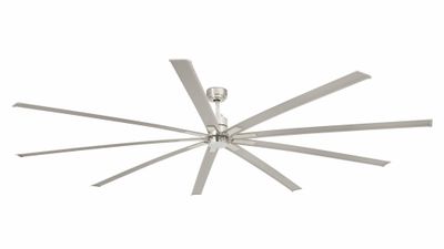 Manhattan 244cm Nickel-Aluminium Ceiling Fan with Light &amp; Remote Control by Faro