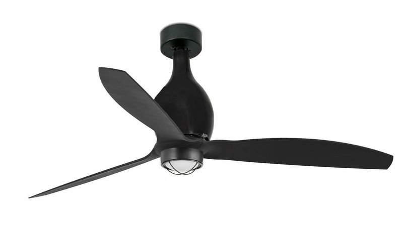 Eterfan Mini 128cm Black-Black Ceiling Fan with Light &amp; Remote Control by Faro