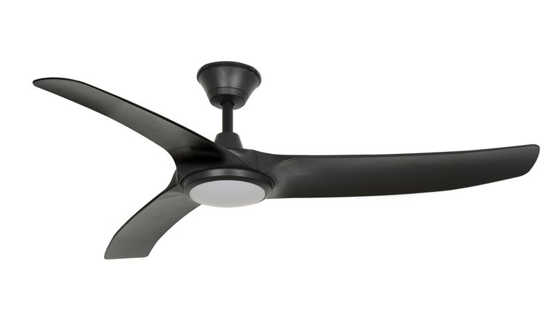 Calisto 132cm Black-Black IP65 Ceiling Fan with Light &amp; Remote Control by Lumos