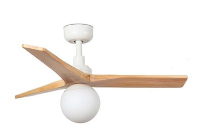 Klim 92.5cm White-Pine Ceiling Fan with Light &amp; Remote Control by Faro