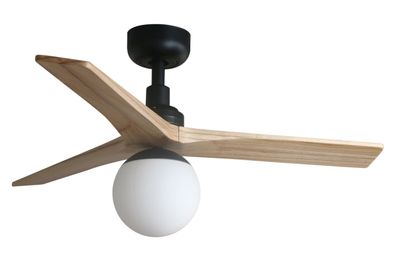 Klim 92.5cm Black-Pine Ceiling Fan with Light &amp; Remote Control by Faro